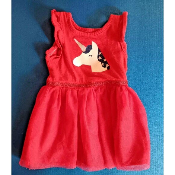 Cat & Jack Other - dress 18 month Girls Cat And Jack Red Tank with Unicorn Tooling baby infant wear
